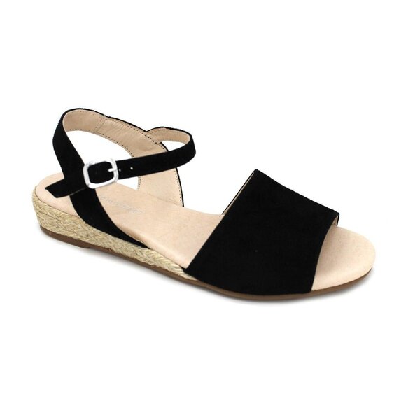 NEW Eric Michael Women Shannon Black Open Toe Mule Ankle Strap Dress Sandal